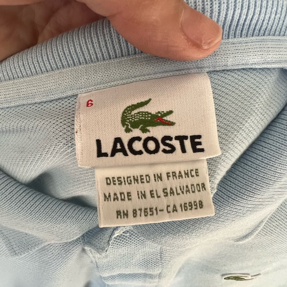 Lacoste men’s blue logo patch cotton polo short sleeve shirt size 6 - Picture 13 of 14